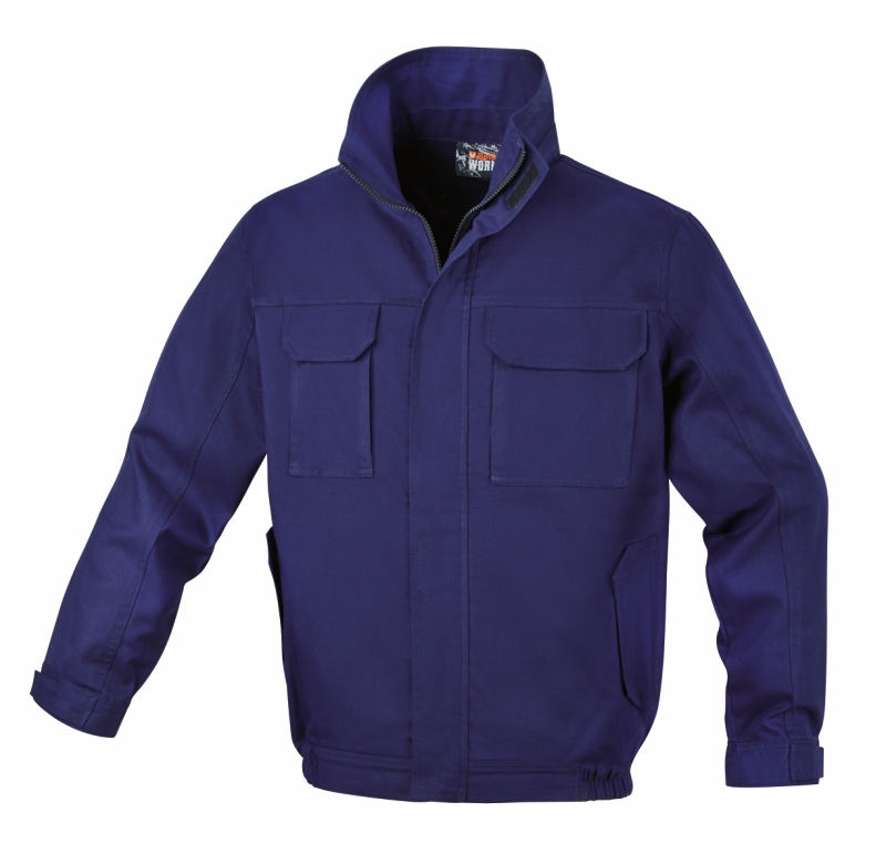 Multi-protection work jacket, T/C twill 250 g/m2, blue, for protection from heat, flames, electric arc effects, welding hazards and chemicals category image